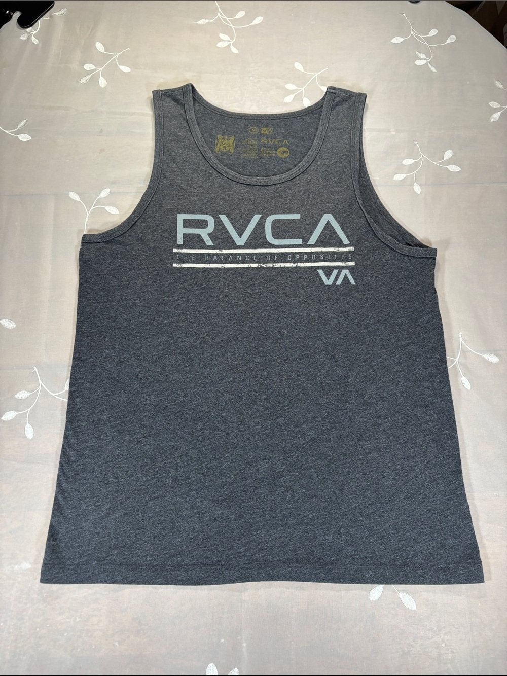 RVCA Dark Gray Men’s Tank Top with Light Gray Logo Medium